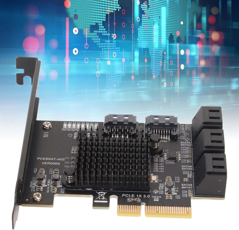 Pomya 8 Port SATA Card, PCIE to SATA 3.0 Expansion Board with Large Heat Sink, Short Baffle for and Linux, Support Hot Swappable Boot System Disk - Image 3
